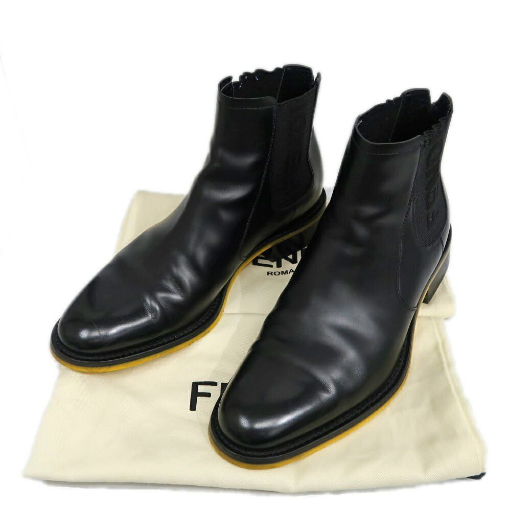 Fendi Side Gore Boots 7 Black with Logo — view 10