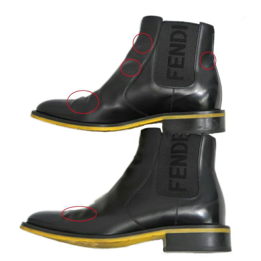 Fendi Side Gore Boots 7 Black with Logo — view 5