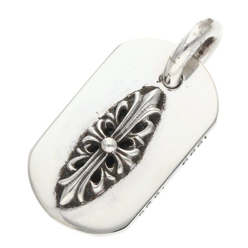 Chrome Hearts Raised Dogtag Dog Tag Silver Necklace Top