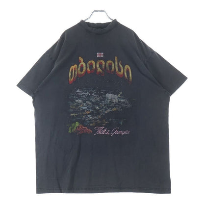 Balenciaga Tbilisi Oversized T-Shirt Distressed Printed Short Sleeve Black