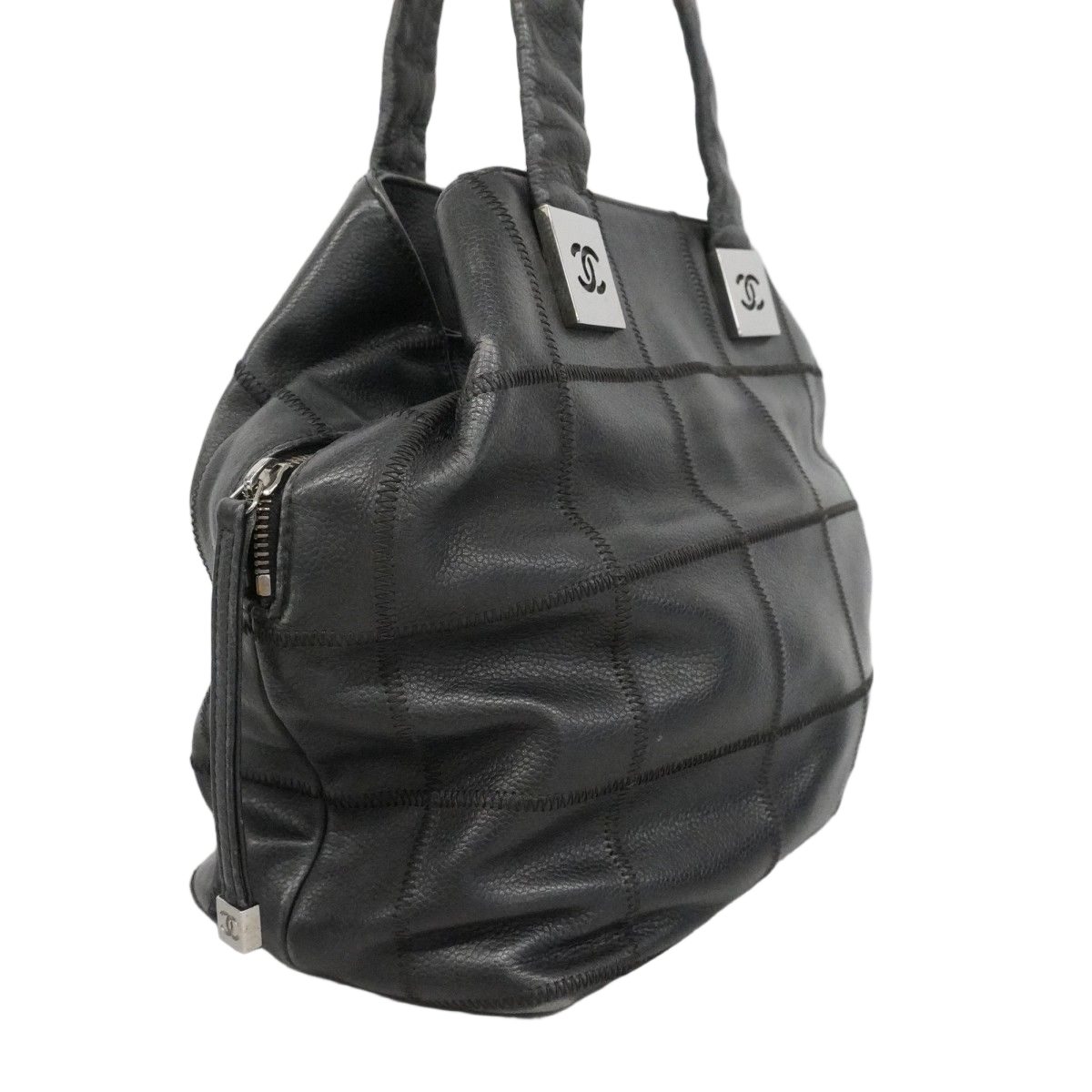 Chanel Handbag Choco Bar Caviar Leather Black Silver — view 2