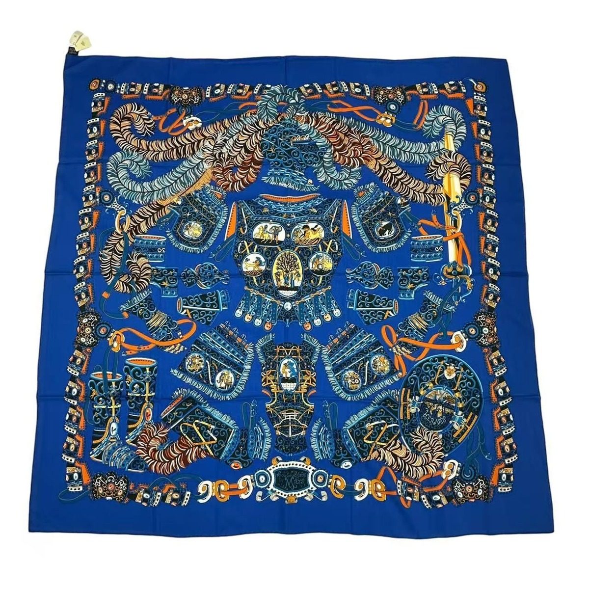 Hermes Scarf Carre 140 Cashmere Sous le Gide de Mars Navy — view 2
