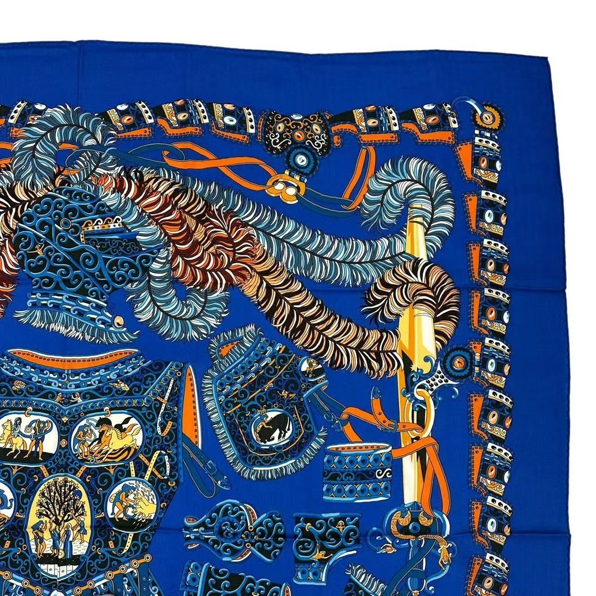 Hermes Scarf Carre 140 Cashmere Sous le Gide de Mars Navy — view 4