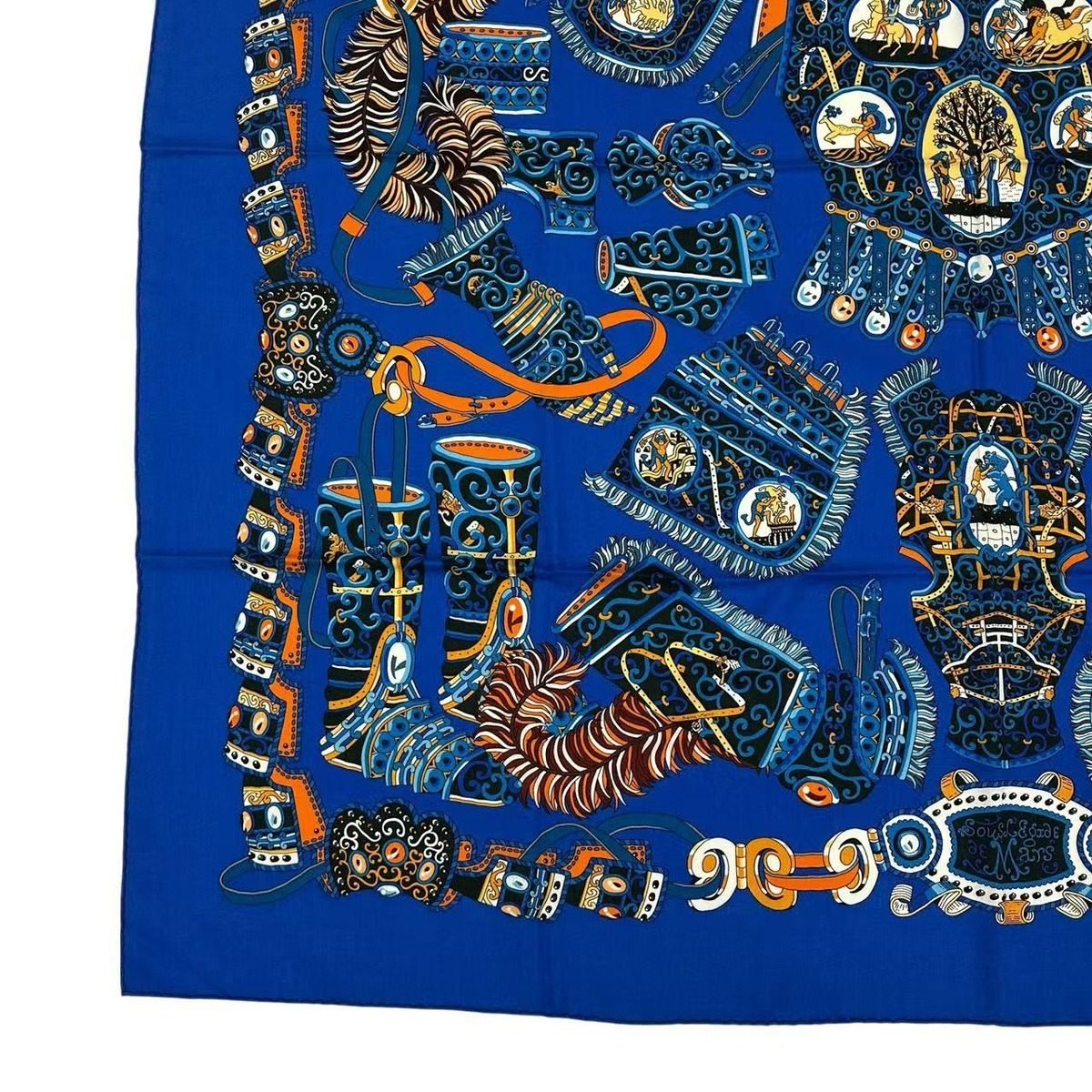 Hermes Scarf Carre 140 Cashmere Sous le Gide de Mars Navy — view 5