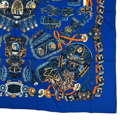 Hermes Scarf Carre 140 Cashmere Sous le Gide de Mars Navy — view 6