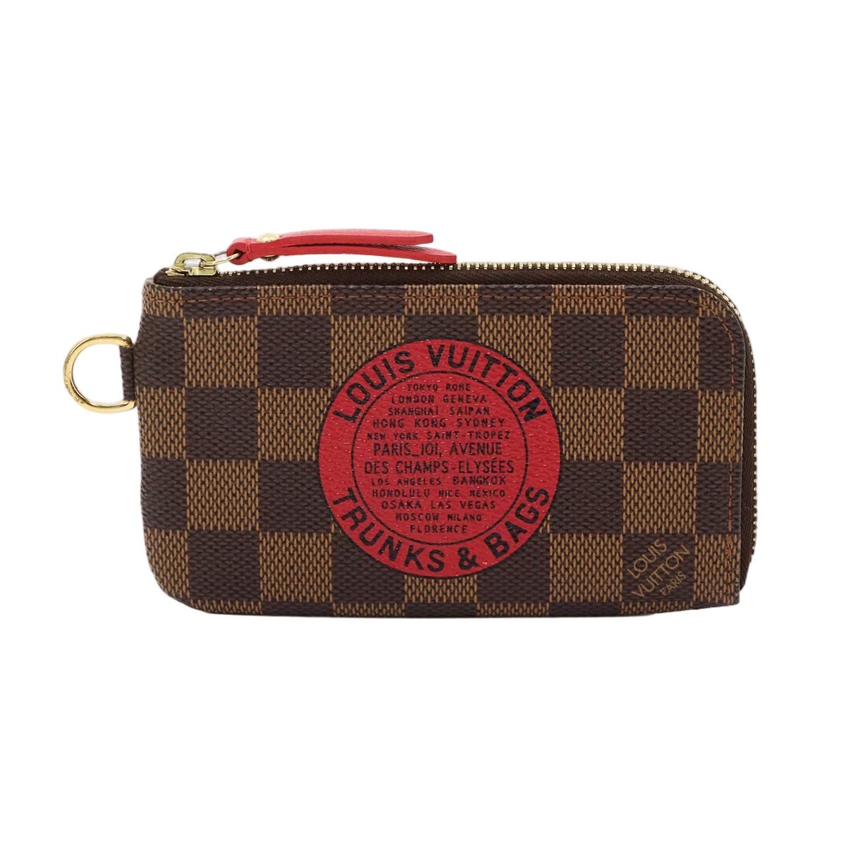 Louis Vuitton T&b Damier Pochette Cles Coin Purse Key Case Ebene Brown
