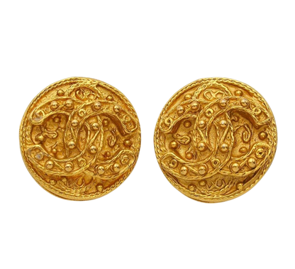 Ultra Chanel Coco Mark Round Earrings