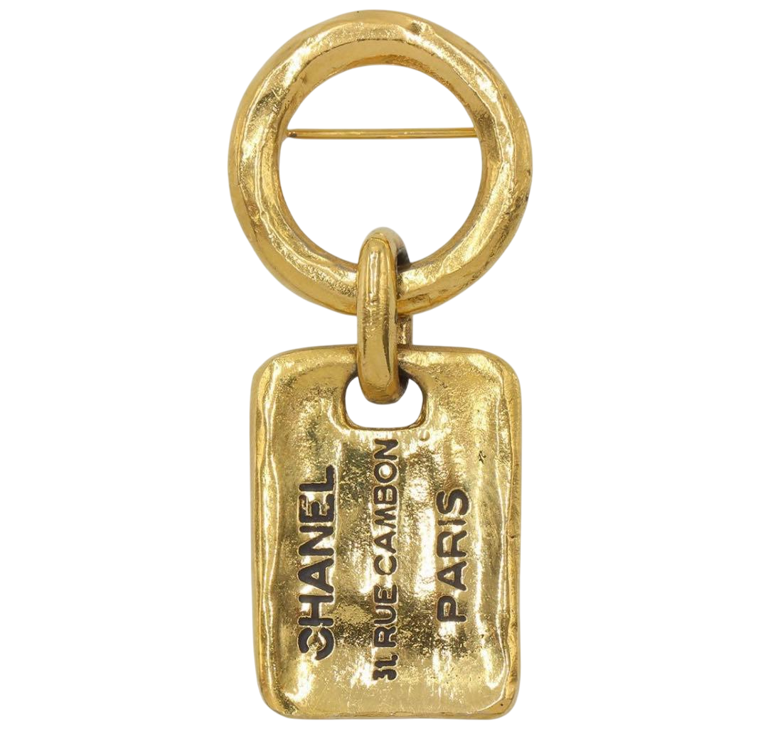 Chanel Logo Plate Tag Motif Brooch