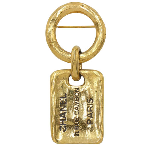Chanel Logo Plate Tag Motif Brooch