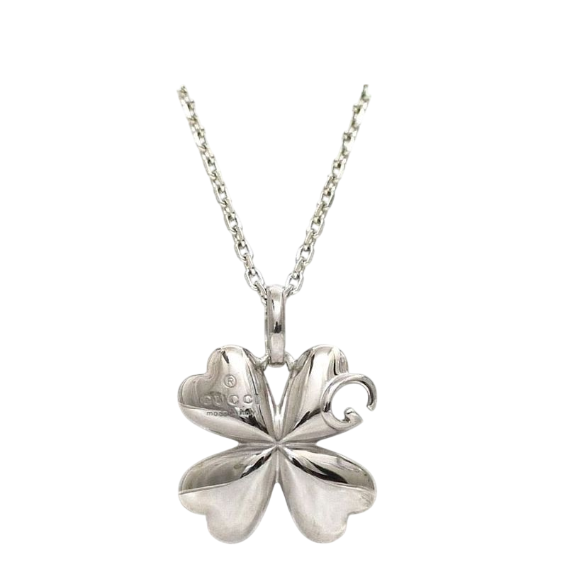 Gucci Clover Necklace Silver Polished Ag 925