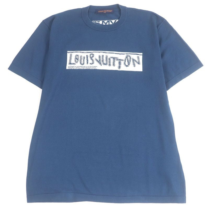 Louis Vuitton 2024 100% Cotton Front Logo Short Sleeve Knit Blue