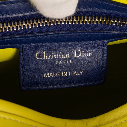 Dior Lady Tricolor Yellow Navy Cannage Quilt Handbag — view 10