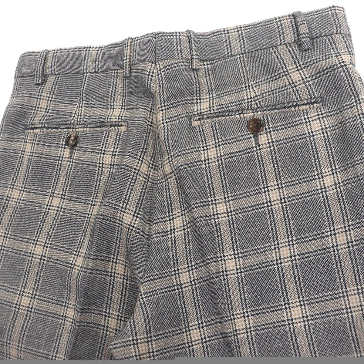 Gucci Linen Wool Check Pattern Pants Slacks Gray — view 3