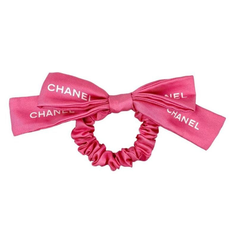 Chanel Aa9064 Logo Silk Ribbon Chou Pink Hair Accessory