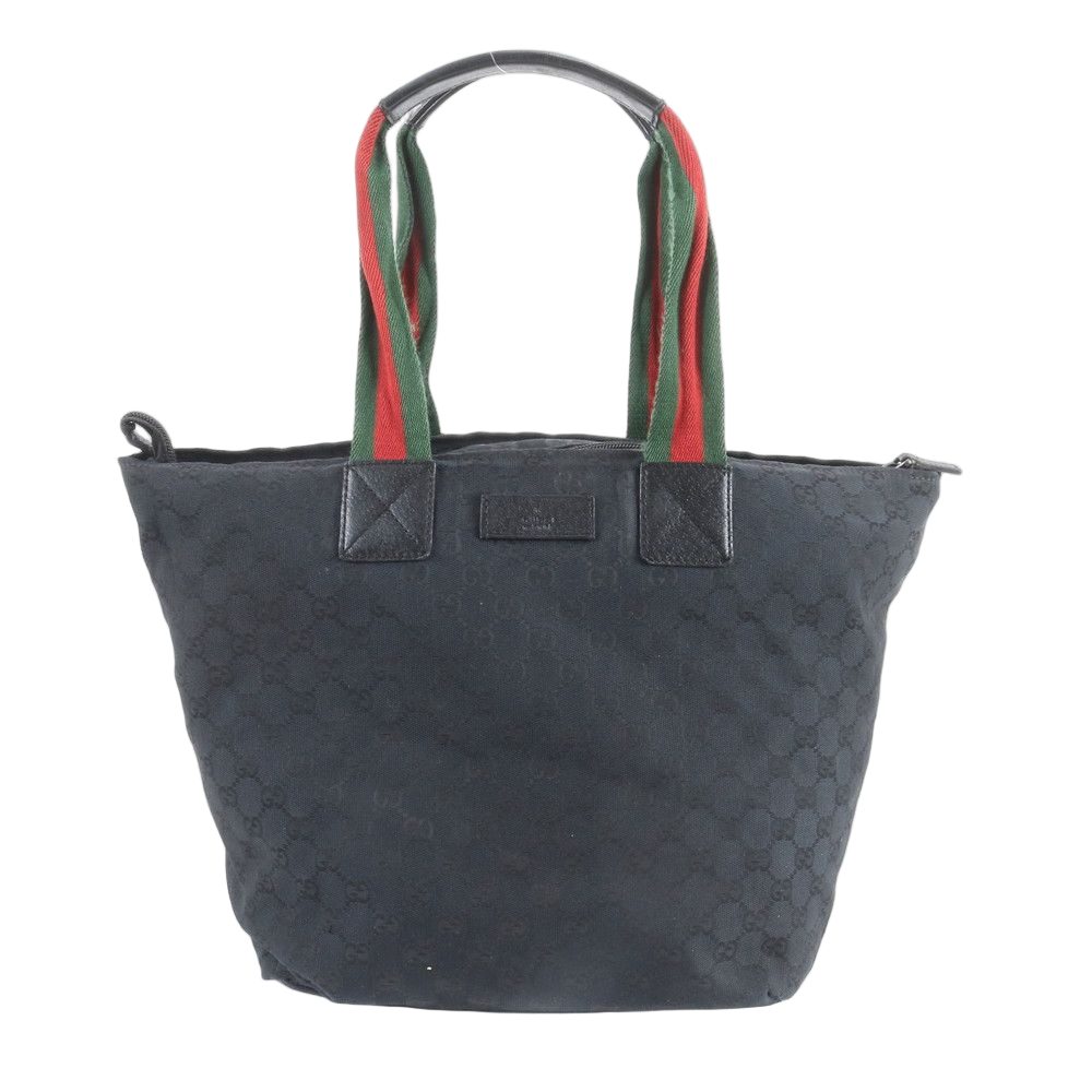 Gucci GG Canvas Sherry Line Leather Tote Shoulder Hand