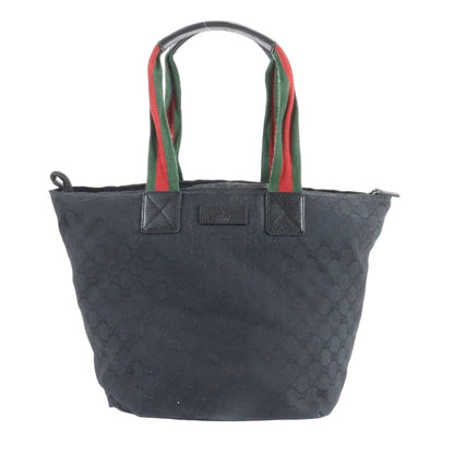 Gucci GG Canvas Sherry Line Leather Tote Shoulder Hand