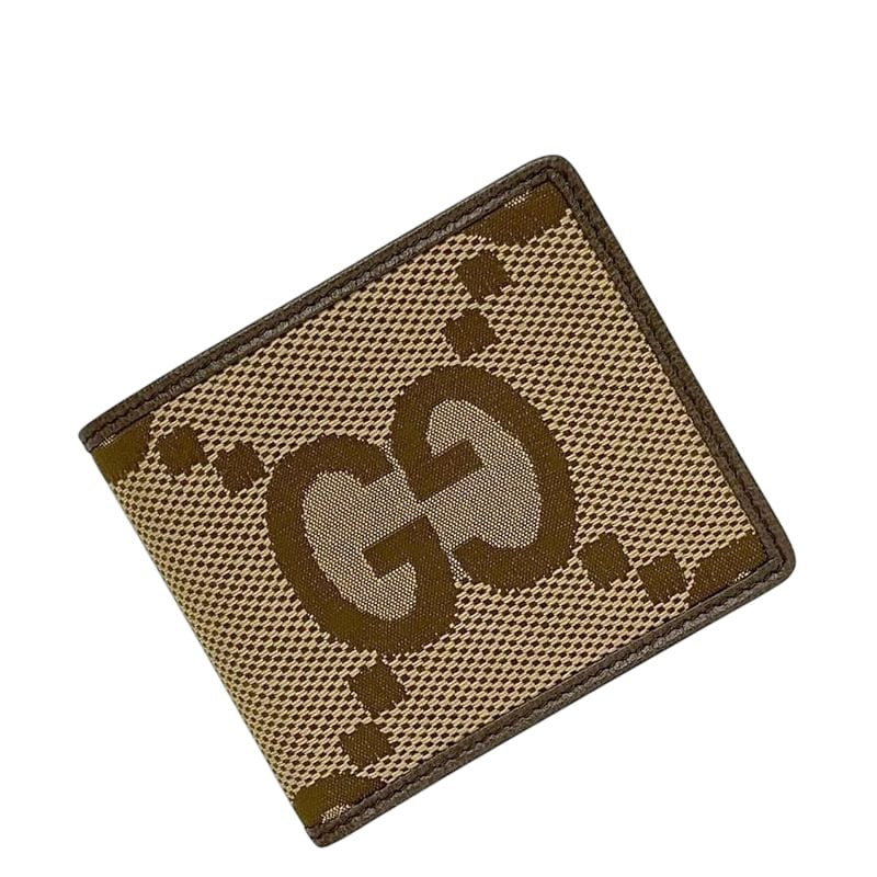 Gucci Bifold Wallet Beige Brown Jumbo GG