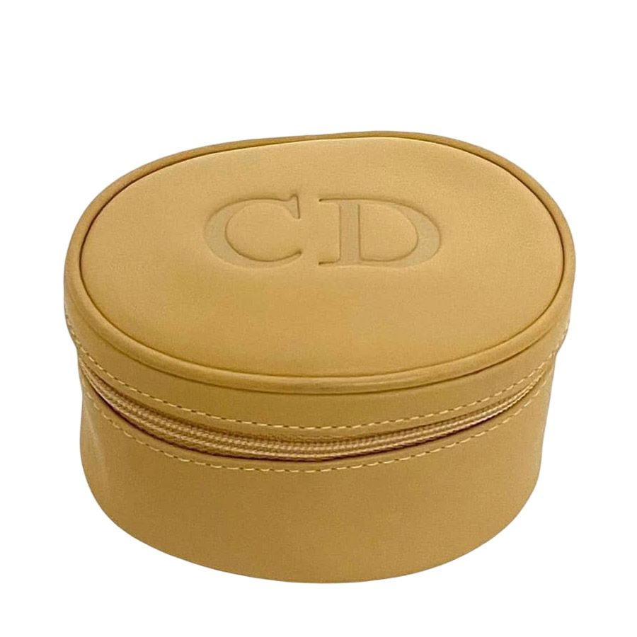 Dior Micro Pouch Beige Mini Case Leather CD Zipper Vintage