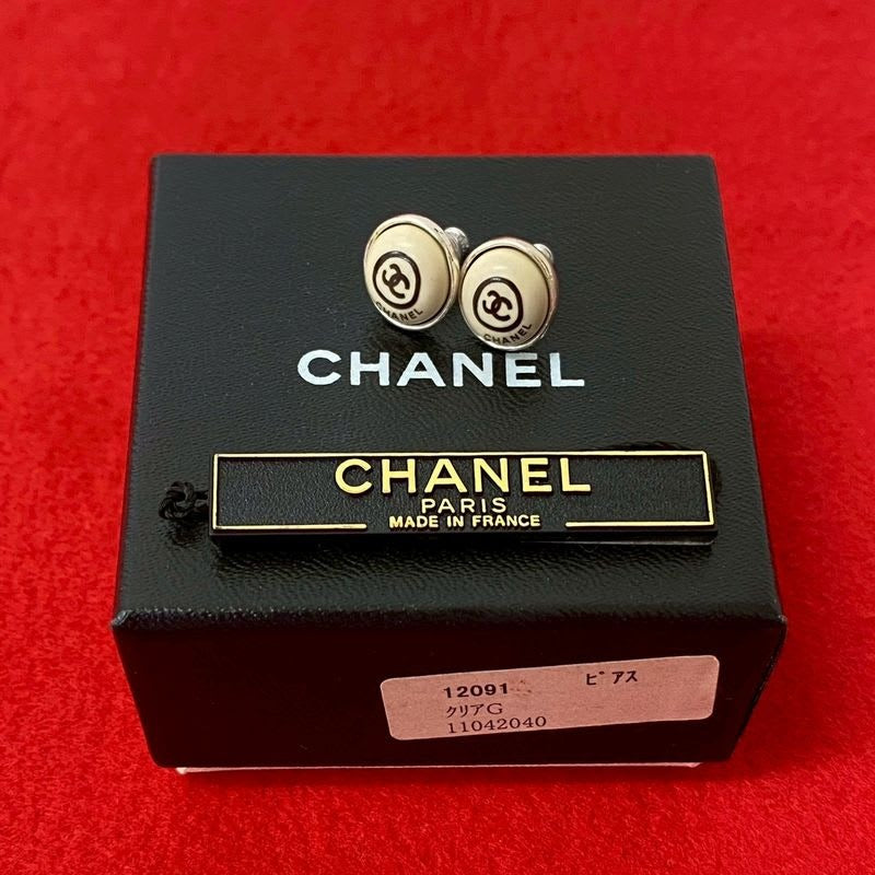 Chanel Vintage Coco Mark Motif Plated Earrings Accessories 00T