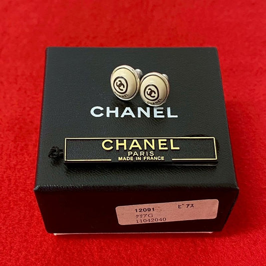 Chanel Vintage Coco Mark Motif Plated Earrings Accessories 00T