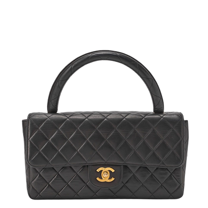Chanel Handbag Matelasse Coco Top Handle Flap Bag Lambskin Black Gold