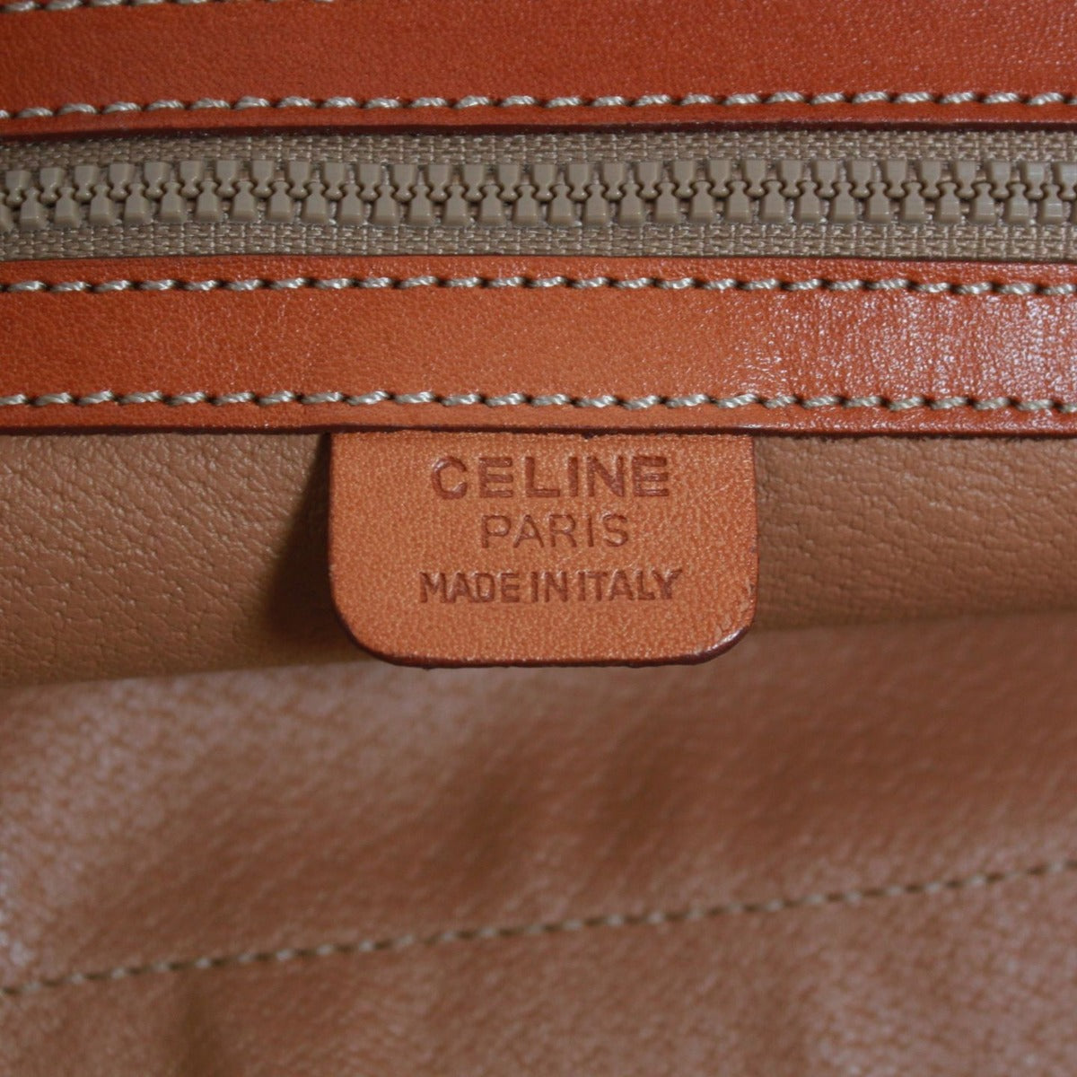 Celine 2-Way Leather Brown Handbag Gold — view 11