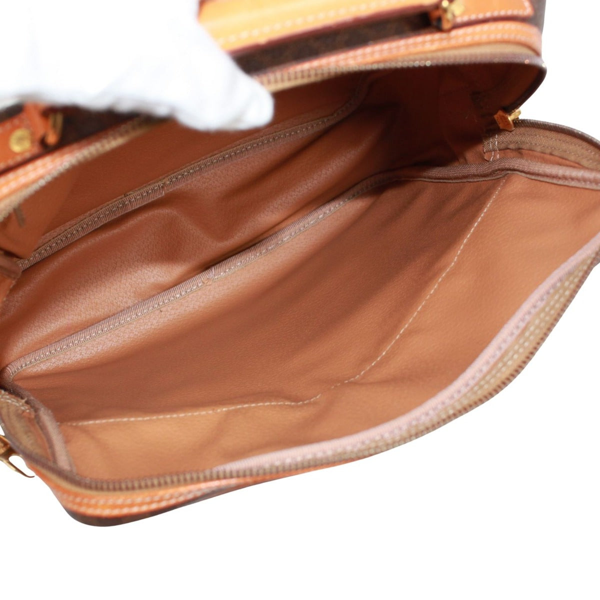 Celine 2-Way Leather Brown Handbag Gold — view 8