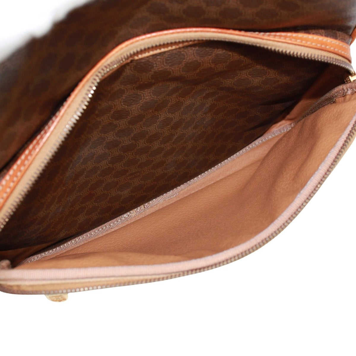 Celine 2-Way Leather Brown Handbag Gold — view 9