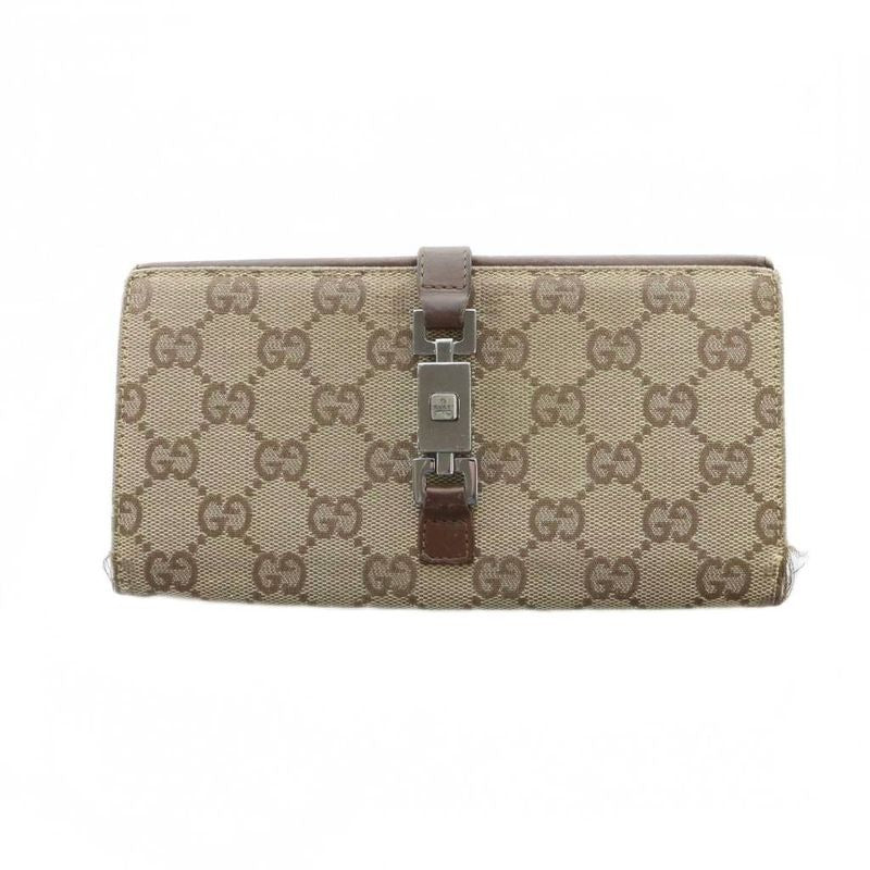 Gucci 035-2184-2134 Jackie Line Long Wallet Canvas Leather GG Logo
