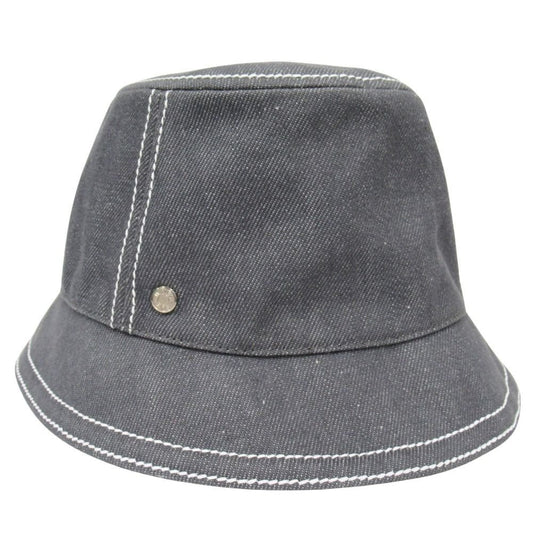 Hermes Denim Eden Bucket Hat Series Logo Silver 57 Gray