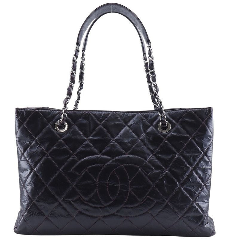 Chanel Grand Shopping Tote XL Quilted Chain Wrinkled Patent