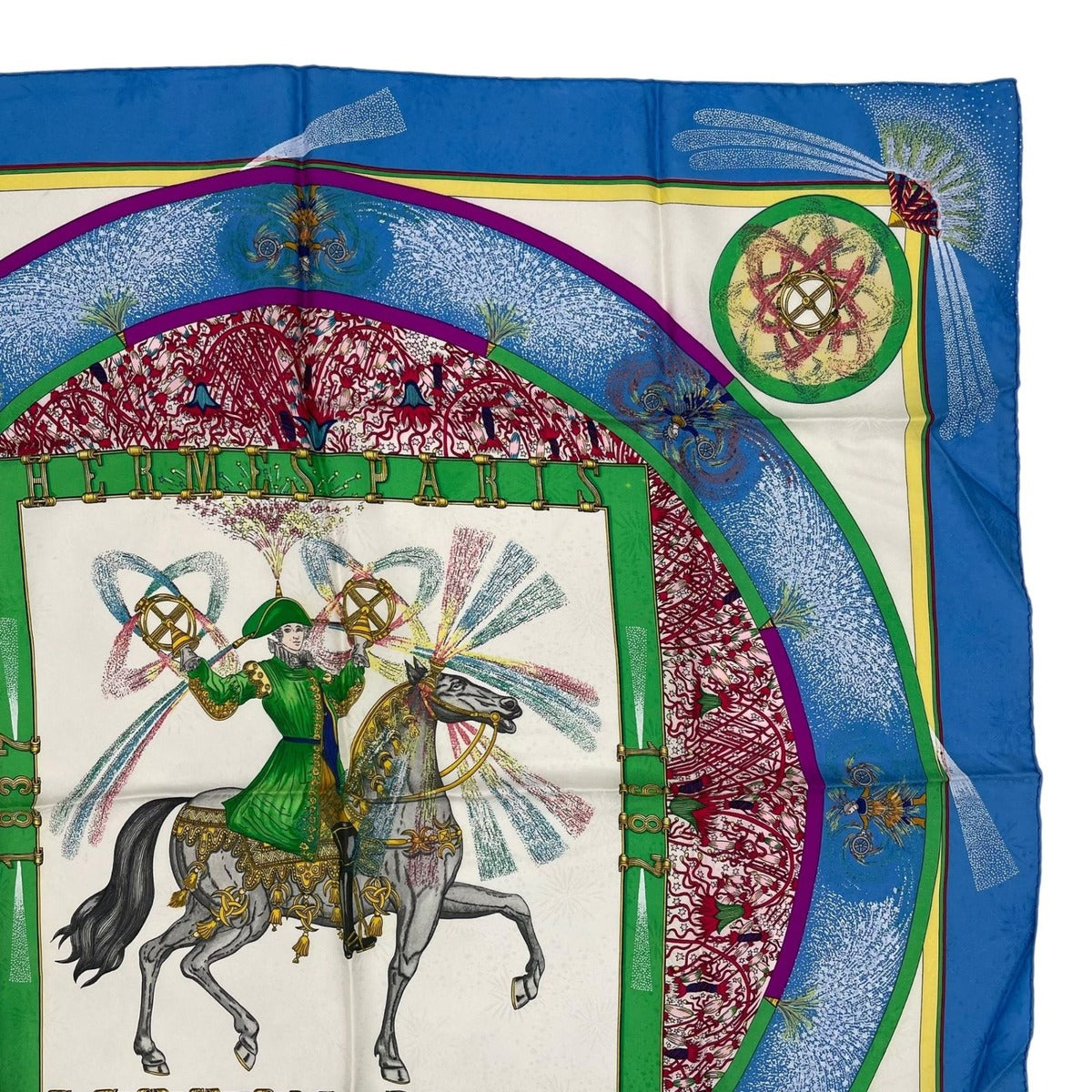 Hermes Scarf Silk Carre 90 Feux D'artifice Light Blue — view 3