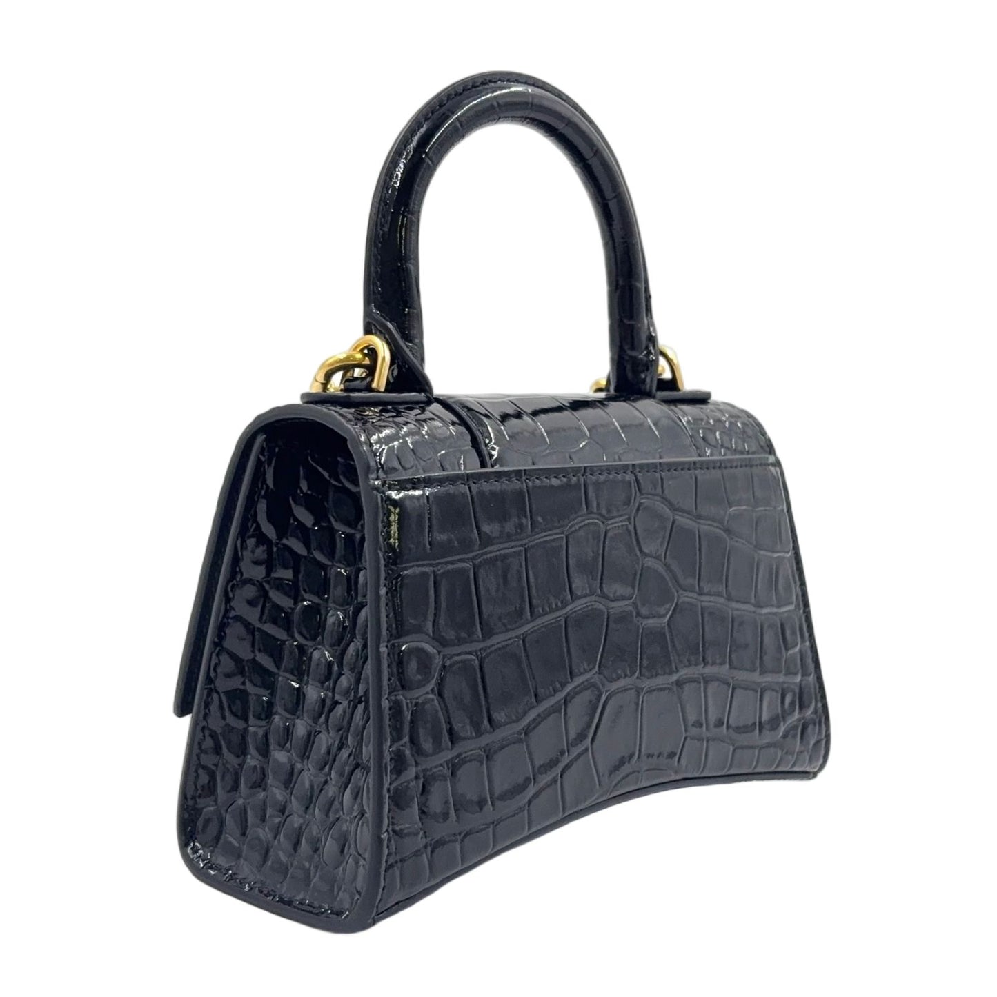 Balenciaga Hour Glass 2-Way Shoulder Calfskin Black Handbag Gold — view 2