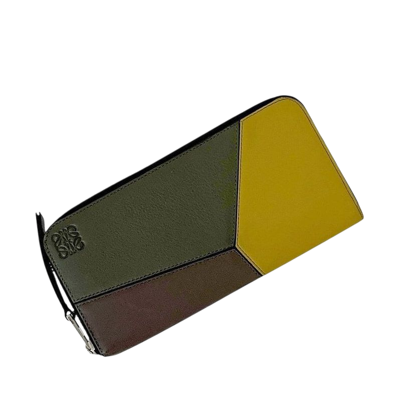 Loewe Round Zipper Long Wallet Khaki Yellow Beige Brown