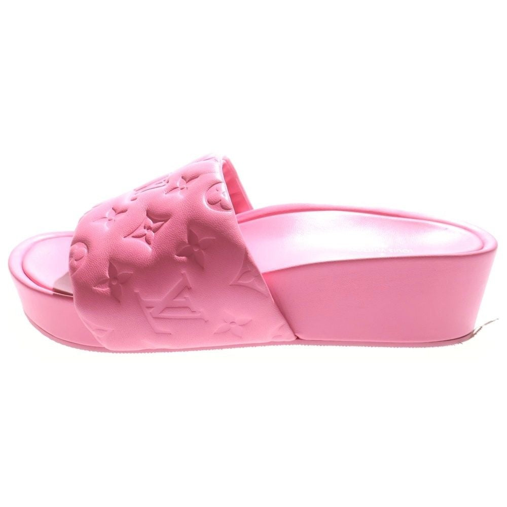 Louis Vuitton Revival Line Monogram Lambskin Leather Platform Slide Sandals Pink
