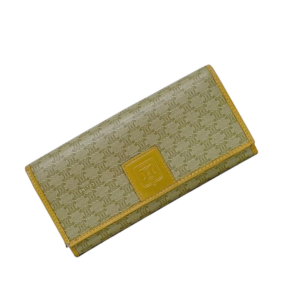 Celine Bifold Long Wallet Beige Macadam Wallet PVC Leather Preowned