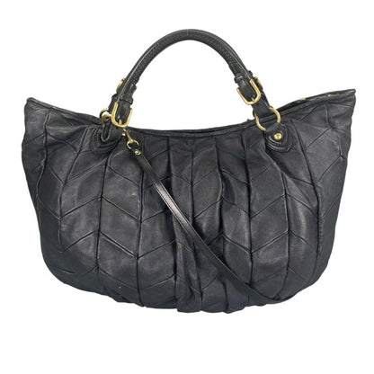 Miu Miu Quilted 2-Way Shoulder Bag Matelasse Miu Black