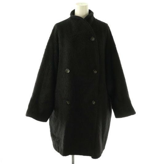 Max Mara Vintage Alpaca Cowl Double Button Shaggy Coat Outer 36 Black