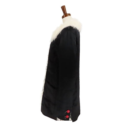 Chanel Down Coat Black Silk Polyester Mohair Coco Buttons Fur S 17P Jacket 36 — view 3