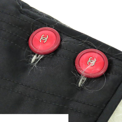 Chanel Down Coat Black Silk Polyester Mohair Coco Buttons Fur S 17P Jacket 36 — view 7