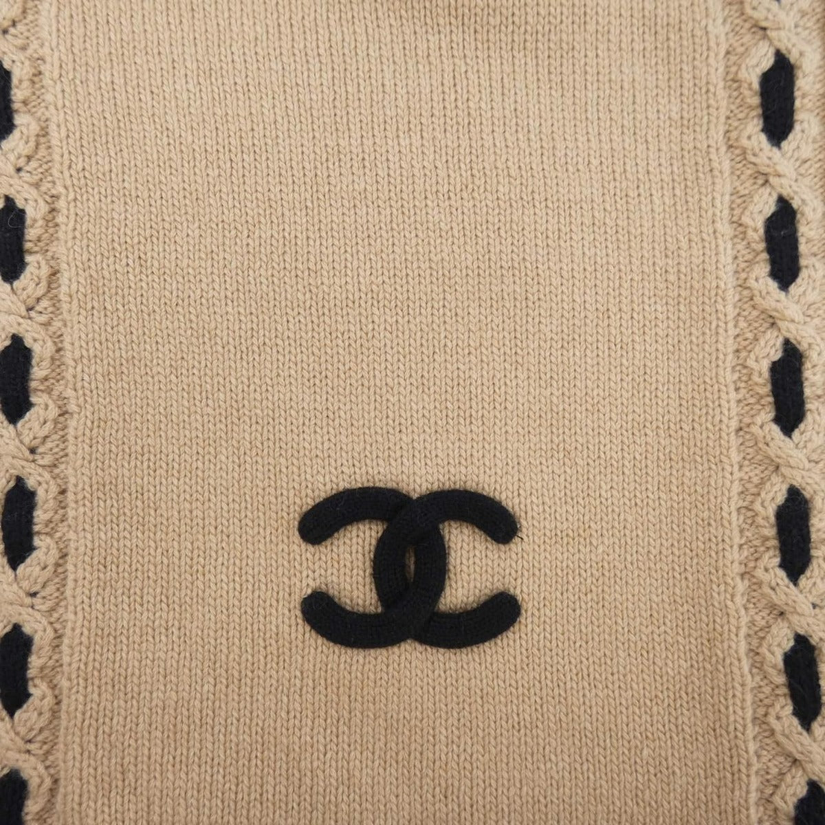 Chanel Scarf Cashmere Black Brown — view 4