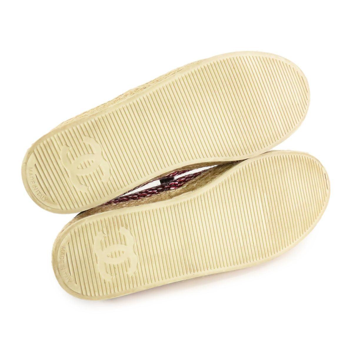 Chanel Espadrilles Sneakers Black Red White Jute Fabric Grosgrain Lace-up Low — view 5
