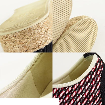 Chanel Espadrilles Sneakers Black Red White Jute Fabric Grosgrain Lace-up Low — view 8