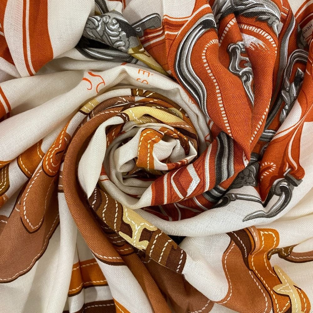 Hermes Silk Shawl Scarf Carre Geant 140 Brown Multicolor