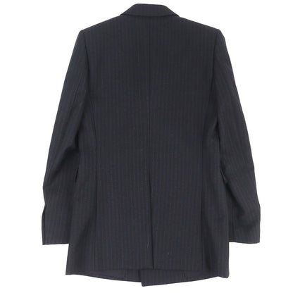 Saint Laurent Paris Wool Striped Pattern Logo Button Double Breasted Jacket — view 2