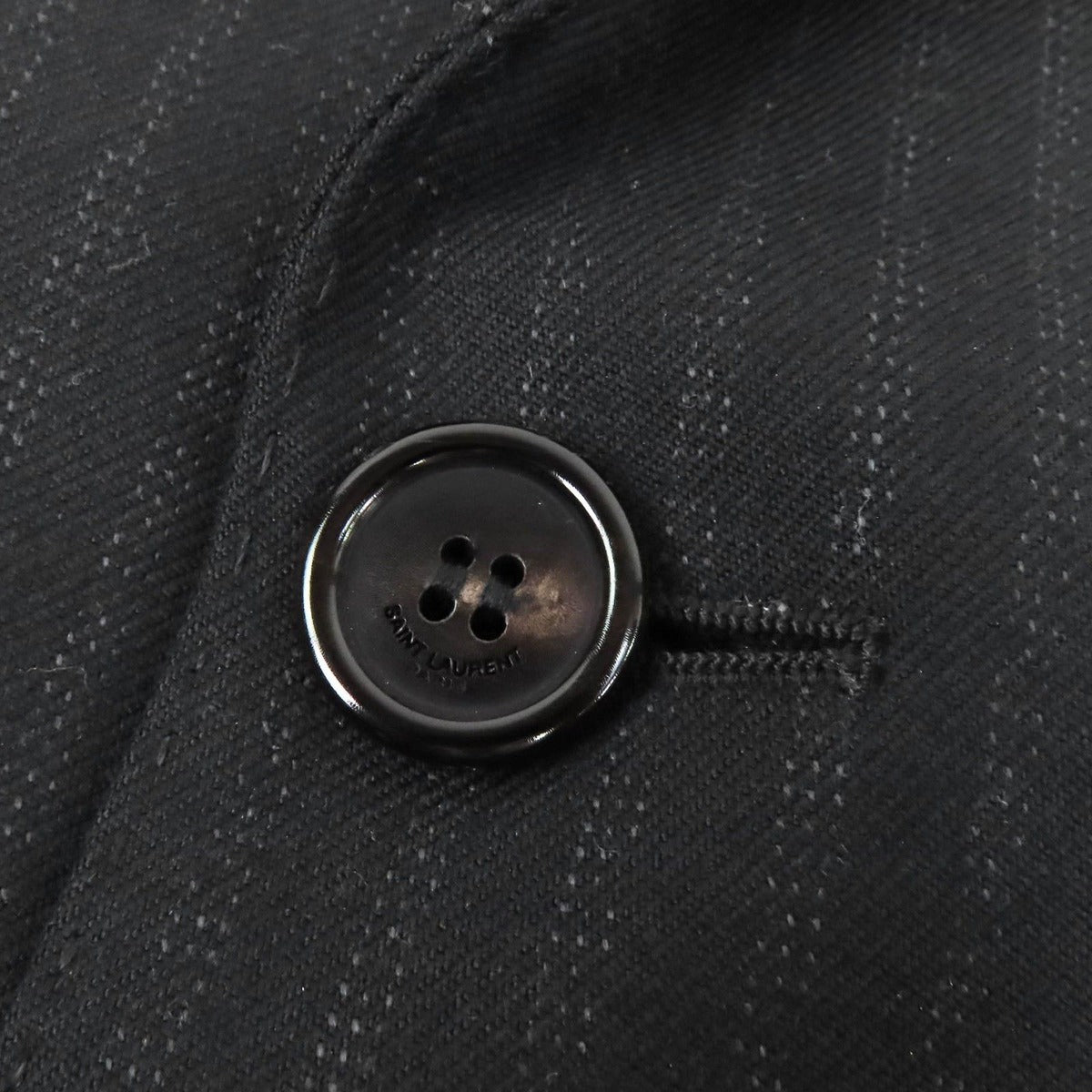 Saint Laurent Paris Wool Striped Pattern Logo Button Double Breasted Jacket — view 5
