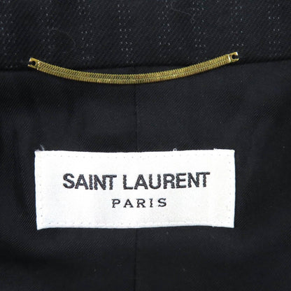 Saint Laurent Paris Wool Striped Pattern Logo Button Double Breasted Jacket — view 6