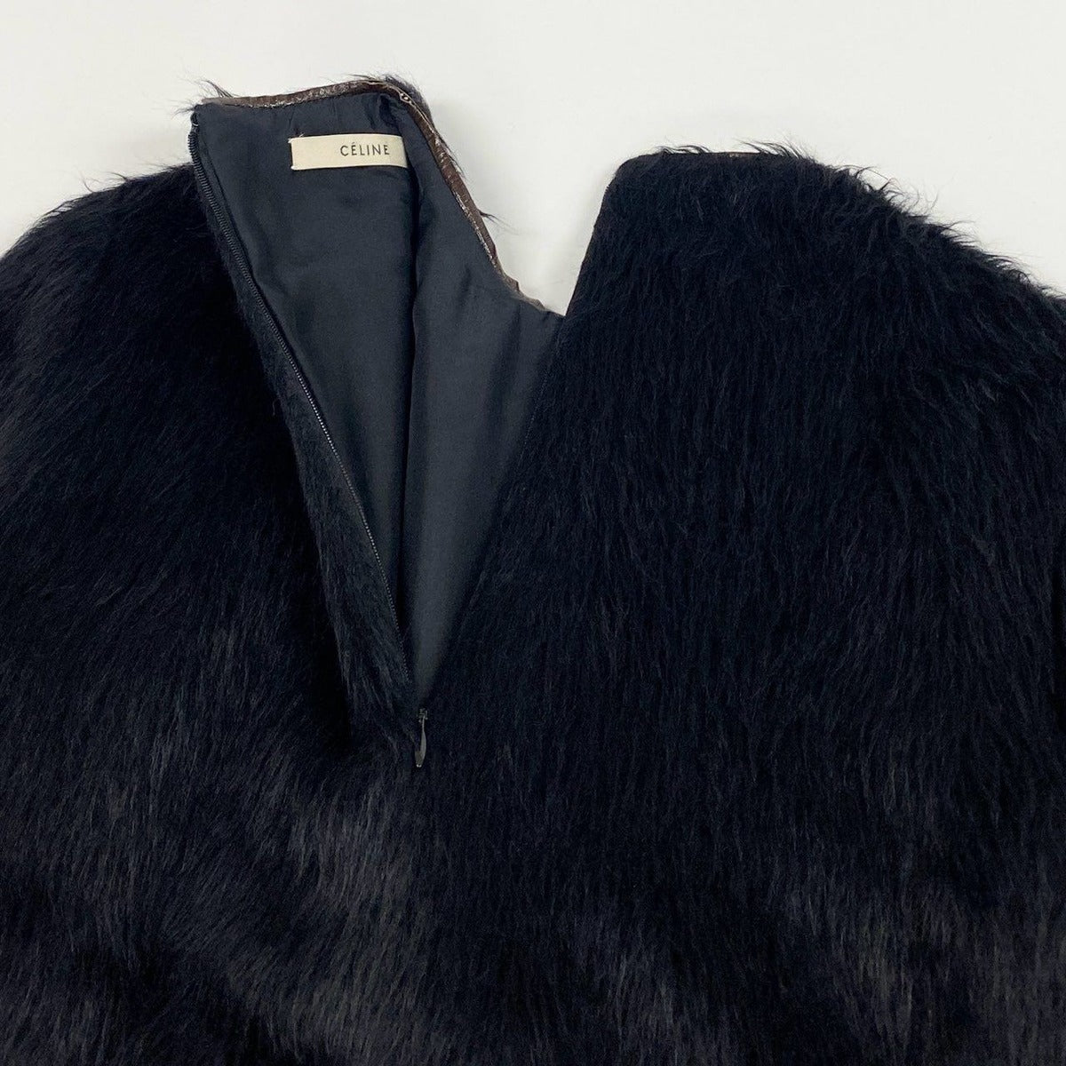 Celine Phoebe Philo Era Alpaca Cowl Blouse Fur Top Short Sleeve Top 36 Black — view 6
