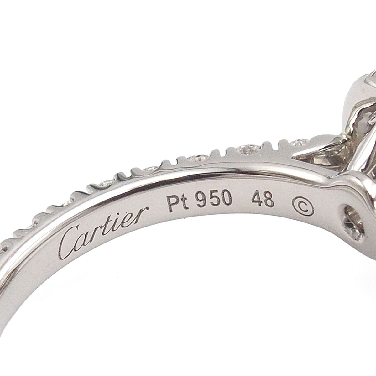 Cartier Destinee Solitaire Ring Platinum Diamond Pave 48 — view 8