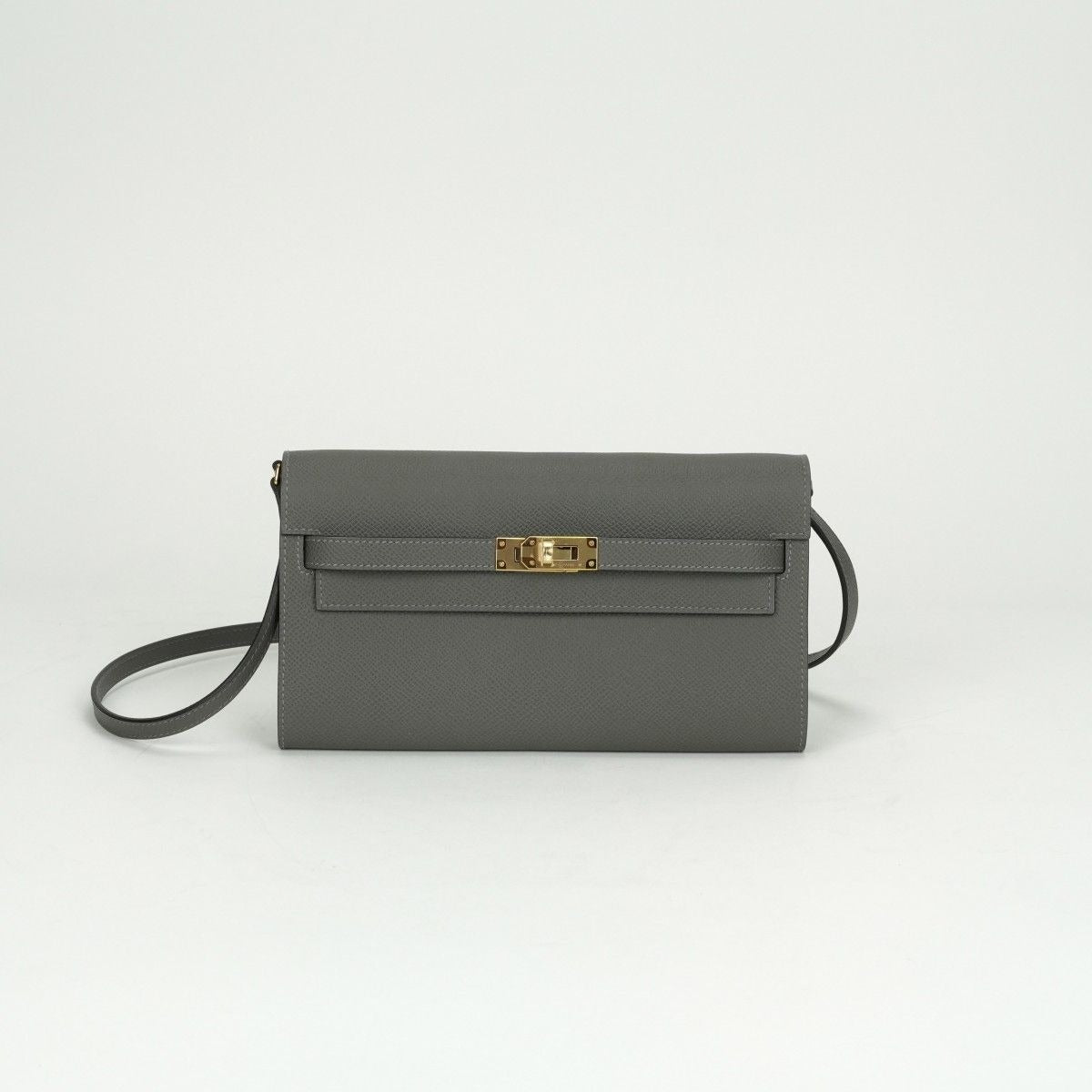 Hermes Kelly Wallet to Go Epsom Grismeyer Gray Gold